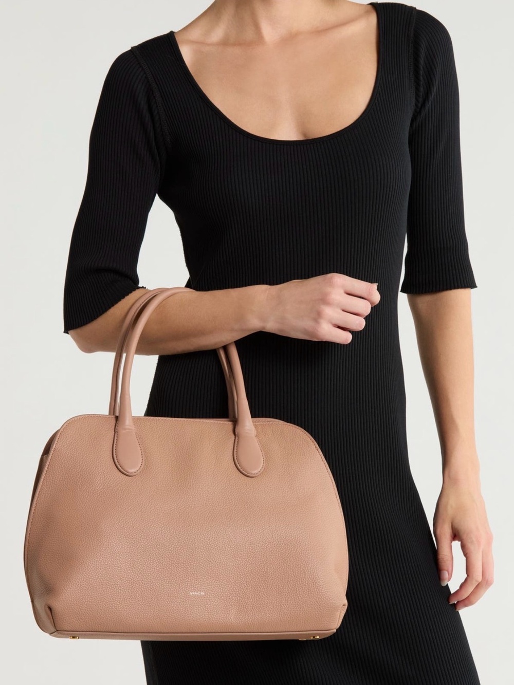 Vince Donna Medium Satchel Leather Beige Tan NWT Classic Quiet Luxury Minimalist
